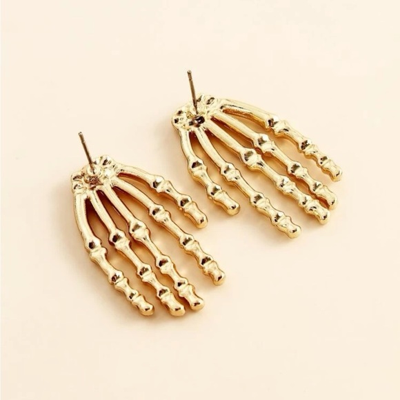 Skeleton Hand Stud Earrings - Picture 3 of 4